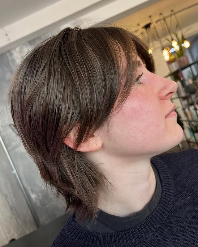 13. Soft Ash Brown Tapered Wolf Cut - Short Wolf Cut