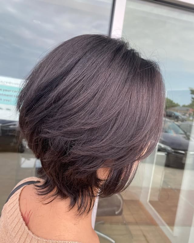 21. Smoky Brunette Layered Short Wolf Cut - Short Wolf Cut