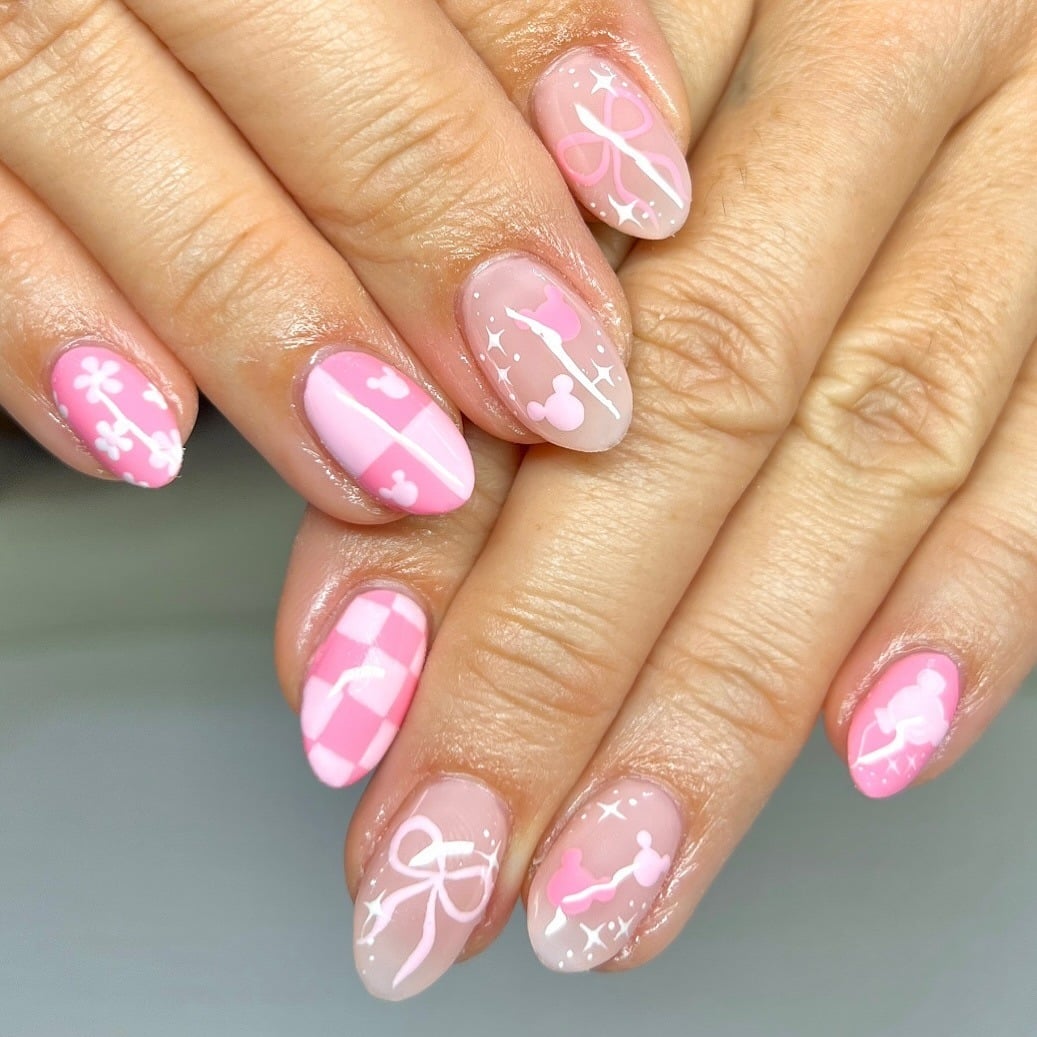3. Playful Pink Graphic Art Nails - cute nail ideas