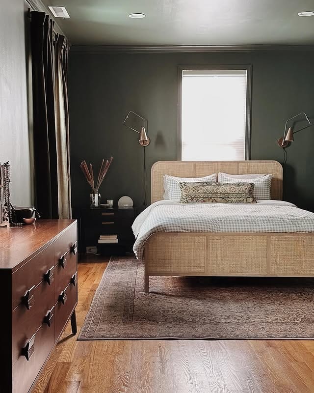 10. Soft Olive Green Bedroom with Neutral Textiles - olive green bedroom ideas
