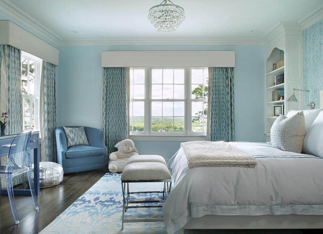 4. Contemporary Light Blue Bedroom with Clean Lines - light blue bedroom ideas
