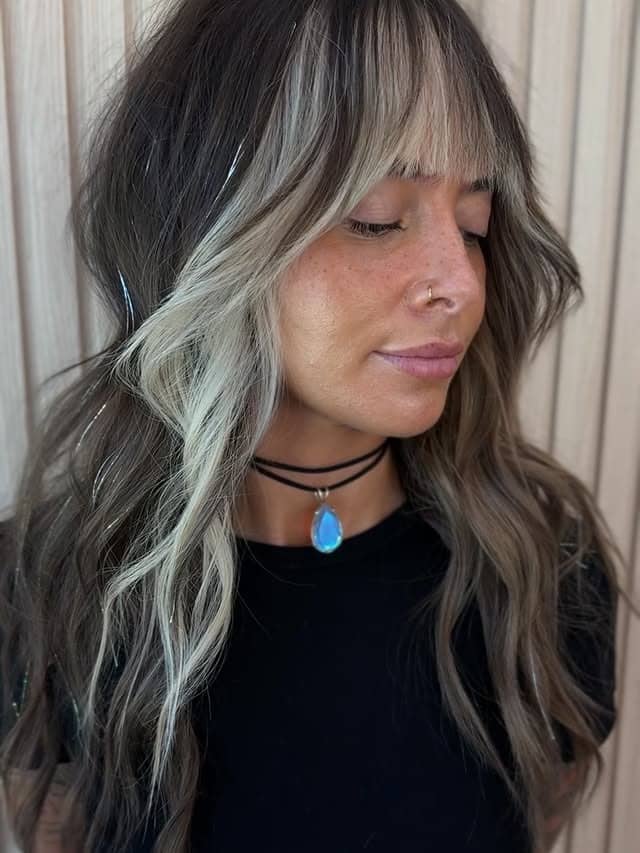 8. High-Contrast Feather Fringe with Ash Blonde Panels - Feather Fringe Hair