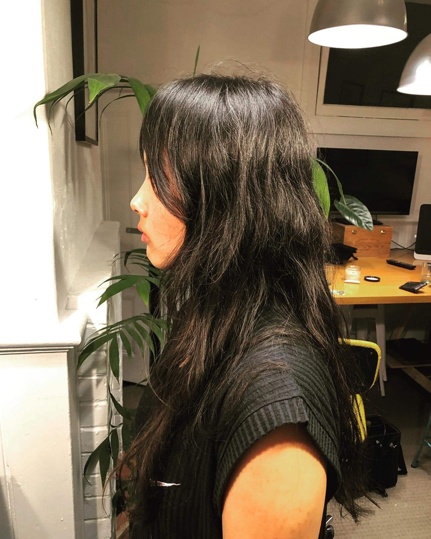 20. Long Natural Black Layers with Subtle Feather Fringe - Feather Fringe Hair