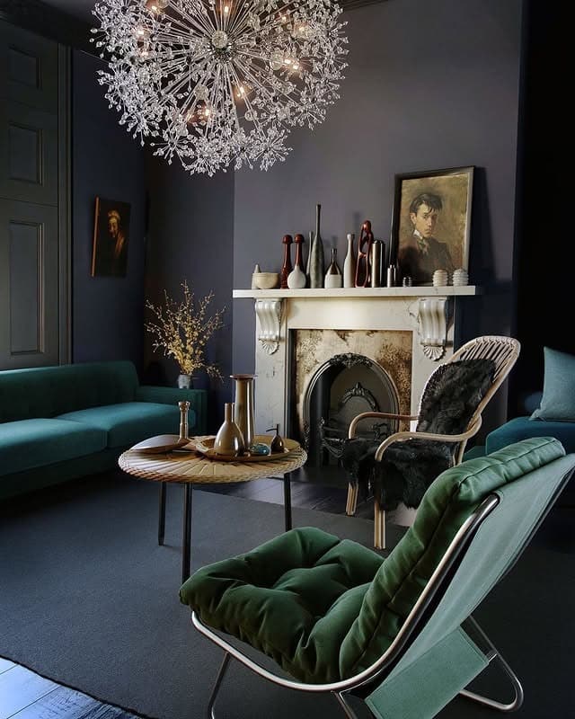 7. Deep Emerald Walls with Jewel-Toned Accents - emerald green living room ideas