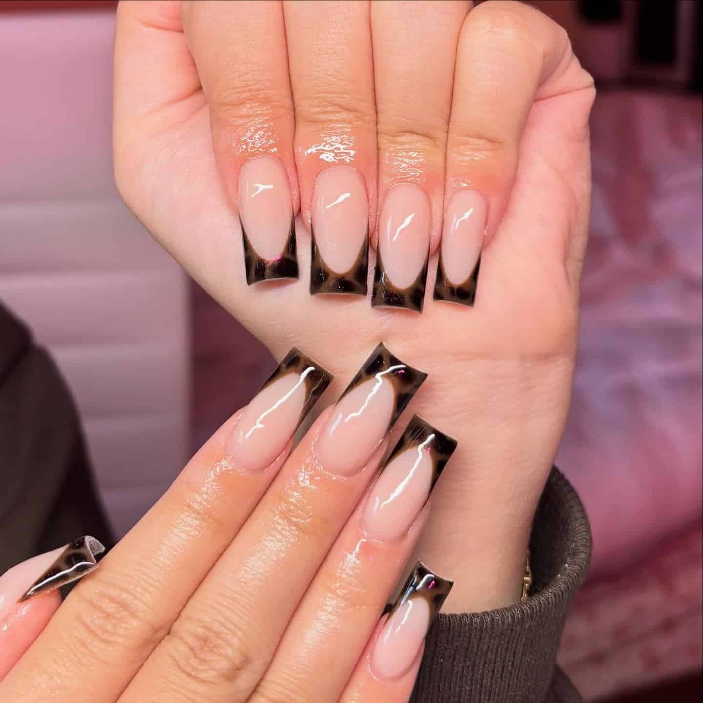 2. Nude Tortoiseshell French Tip - french tip nail ideas