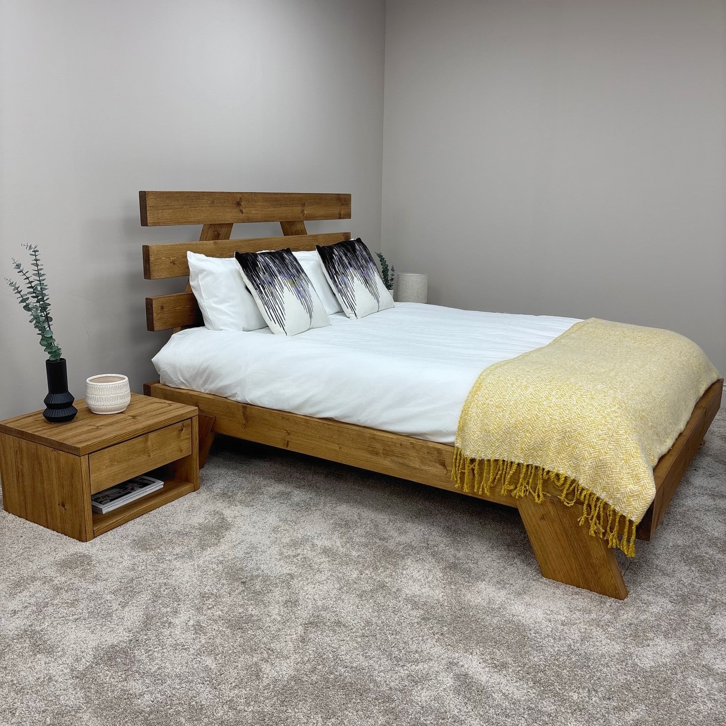 16. Contemporary Rustic Bedroom with Light Wood and Soft Neutrals - rustic bedroom ideas