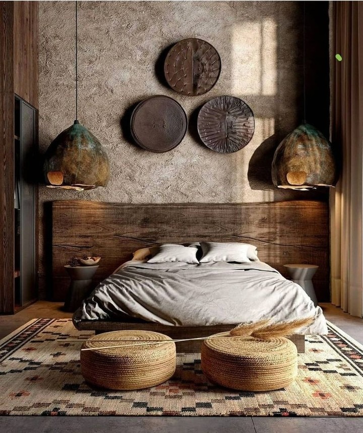 22. Rustic Modern Bedroom with Textured Walls and Earthy Neutrals - rustic bedroom ideas