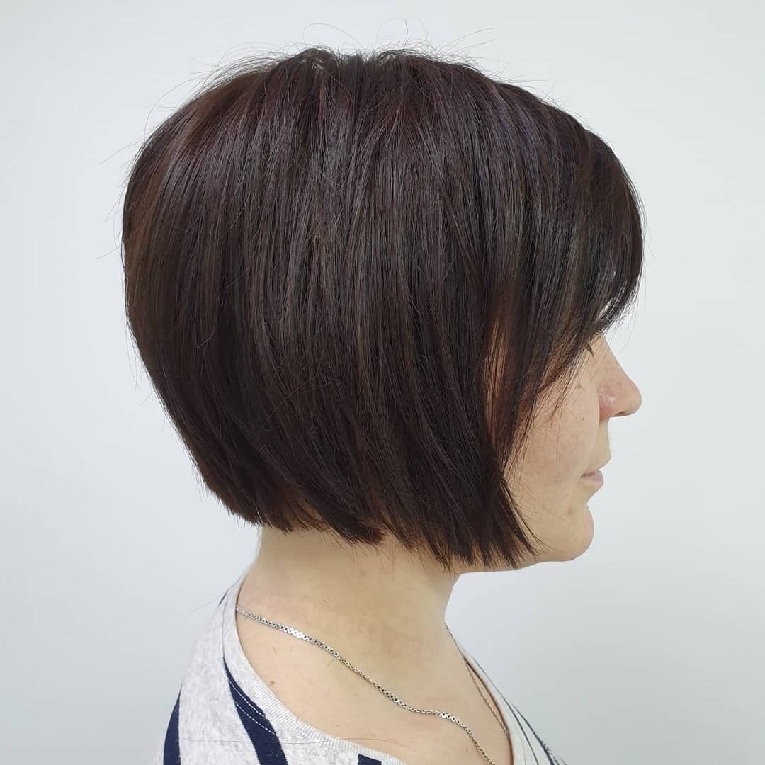 1. Soft Layered Brunette Ear-Length Bob - Ear Length Bob