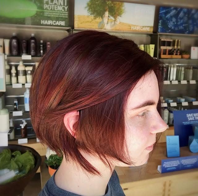 3. Textured Auburn Ear-Length Bob - Ear Length Bob