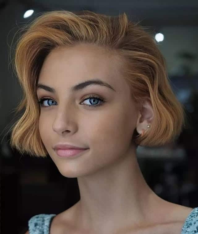 21. Soft Ginger Blonde Textured Ear-Length Bob - Ear Length Bob