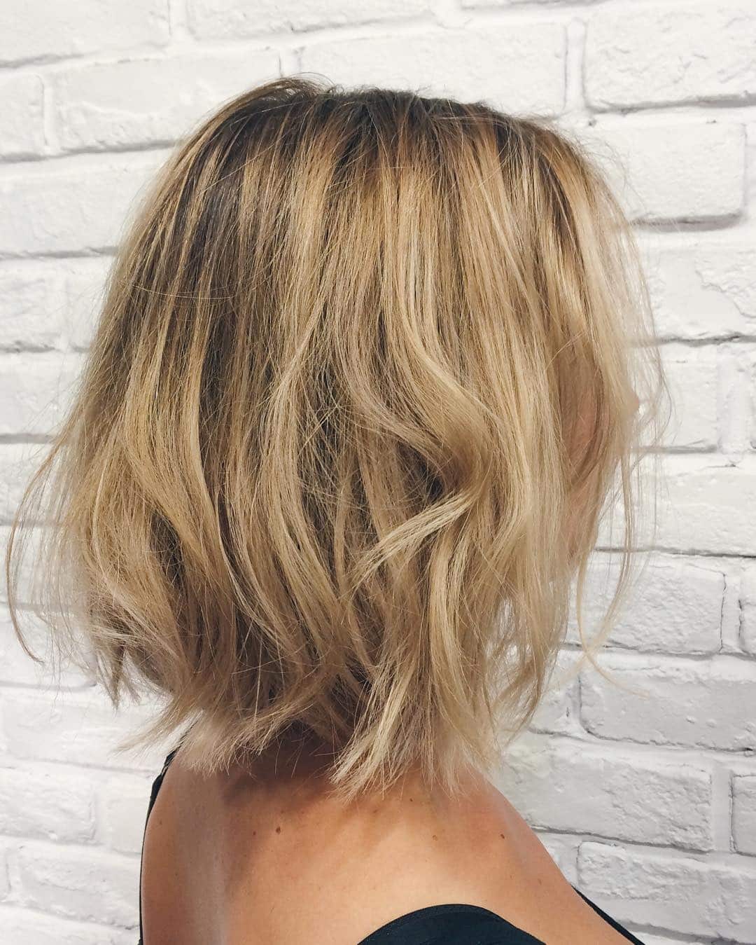 7. Tousled Blonde Bob with Dark Root Melt - Short Messy Hair For Women