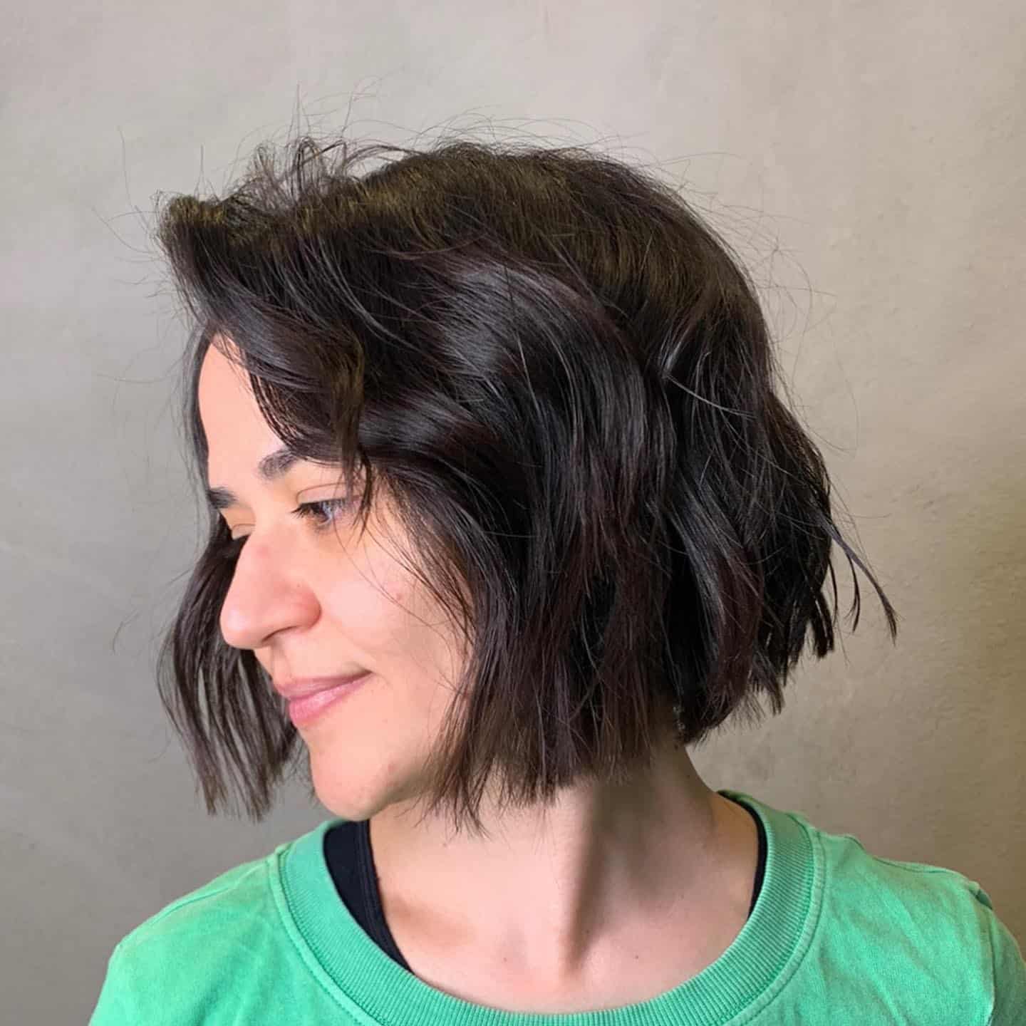 17. Messy Brunette Bob with Face-Framing Layers - Short Messy Hair For Women