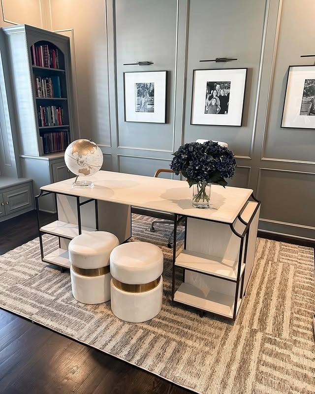 2. Classic Panelled Home Office in Soft Grey and Cream - home office ideas