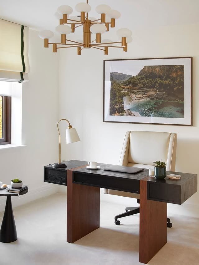 3. Modern Executive Desk Setup with Walnut and Cream Palette - home office ideas