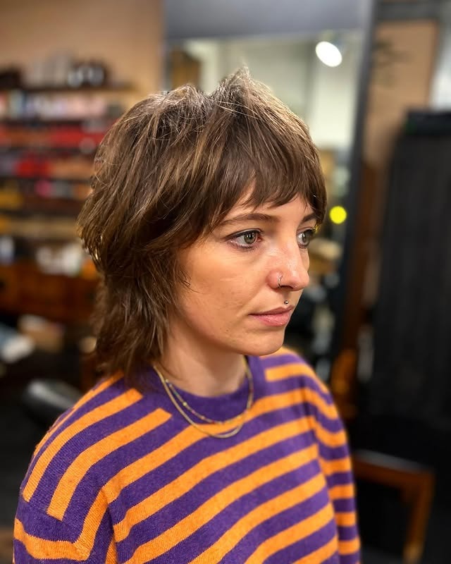 8. Dark Espresso Shag with Piecey Fringe - Short Shaggy Haircuts