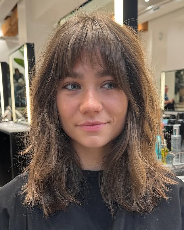10. Soft Brown Shag with Airy Bangs - Short Shaggy Haircuts