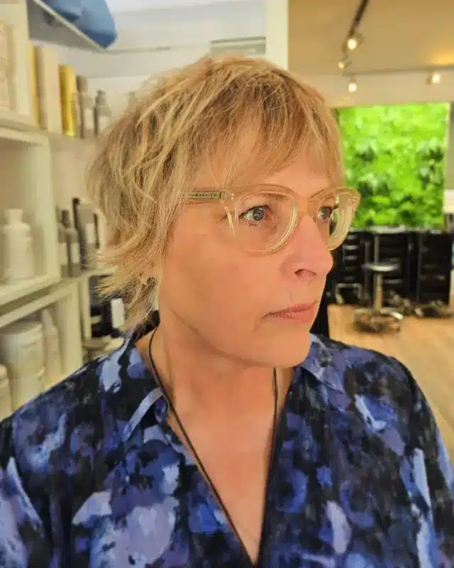 14. Sandy Blonde Cropped Shag with Feathered Texture - Short Shaggy Haircuts