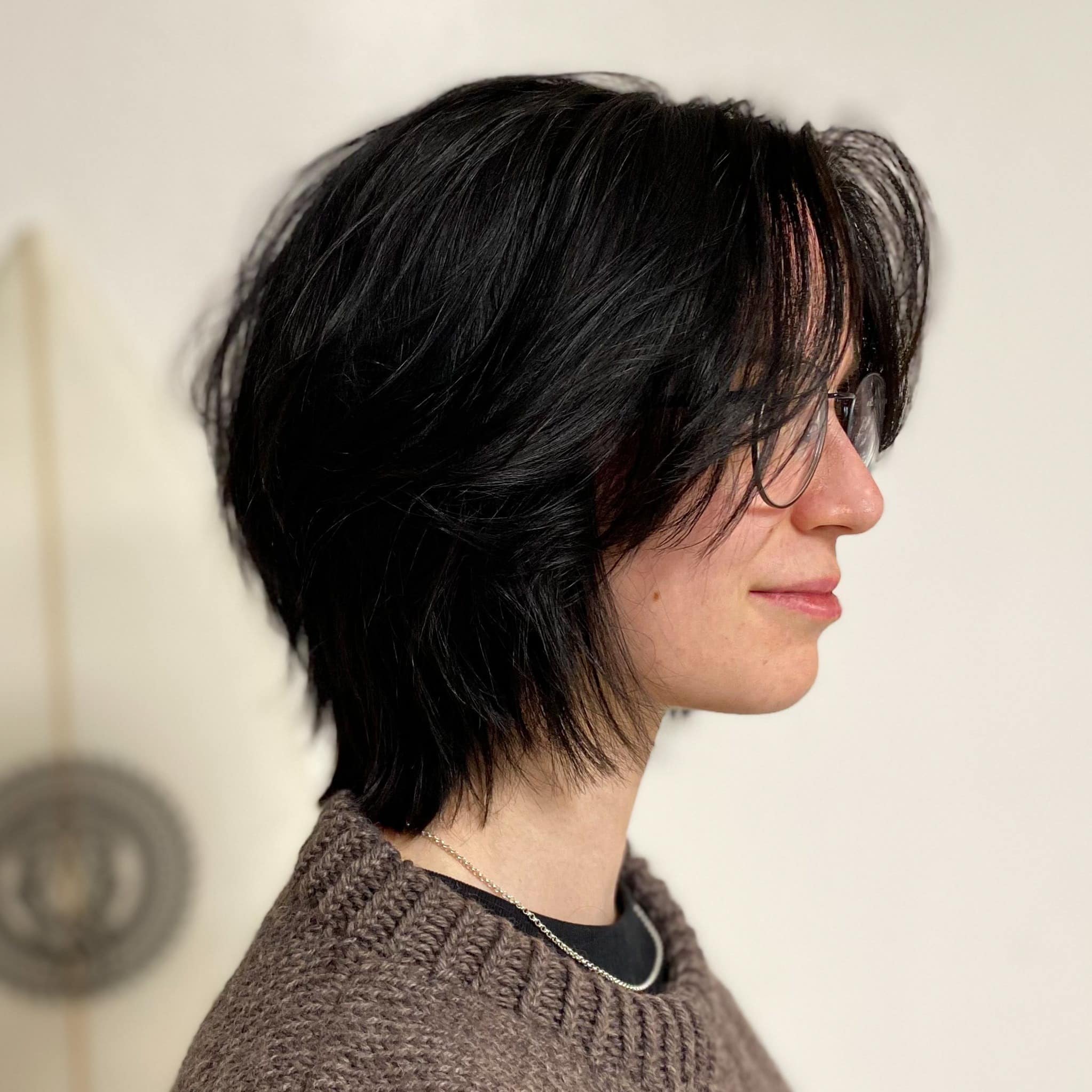 19. Jet Black Layered Shag with Wispy Fringe - Short Shaggy Haircuts