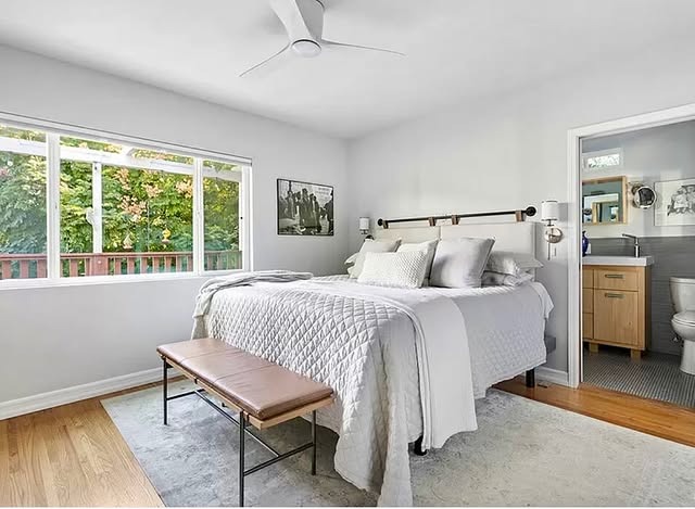 9. Bright Minimal Bedroom with Natural Views - spa style bedroom ideas