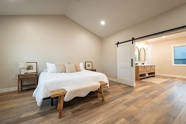 12. Minimal Neutral Suite with Open Bath Concept - spa style bedroom ideas