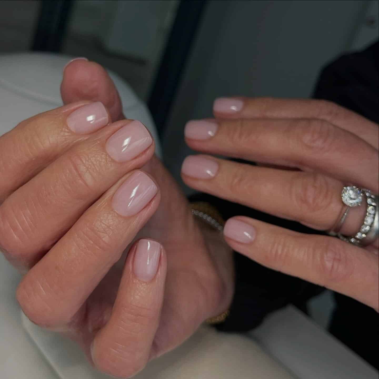 17. Classic Sheer Pink Short Nails - short nail ideas