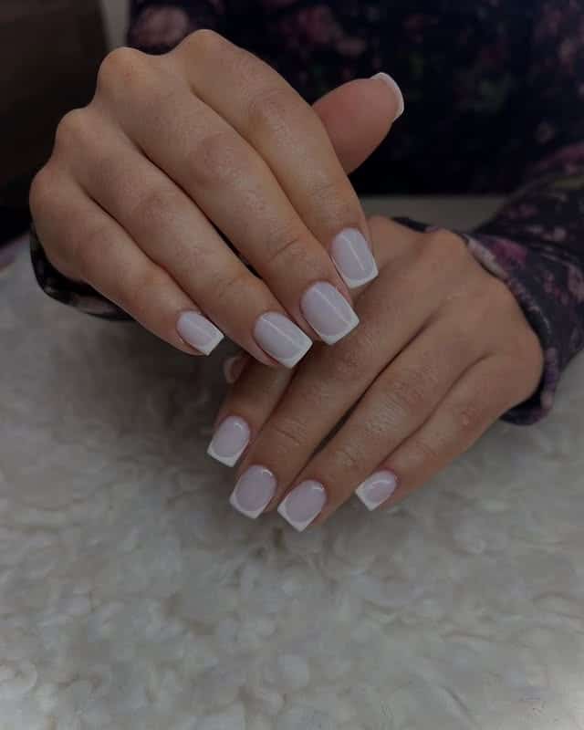 18. Soft White Square Short Nails - short nail ideas