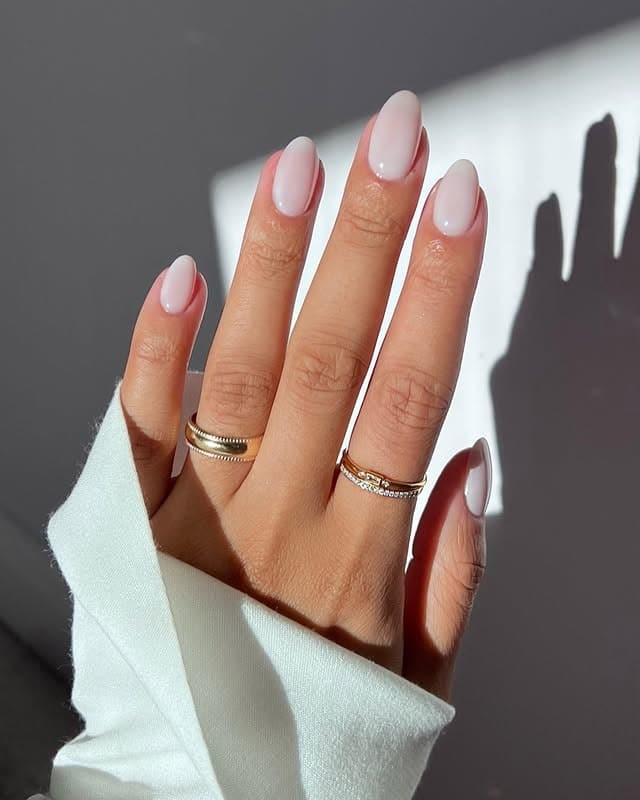 21. Milky White Short Oval Nails - nail ideas for wedding