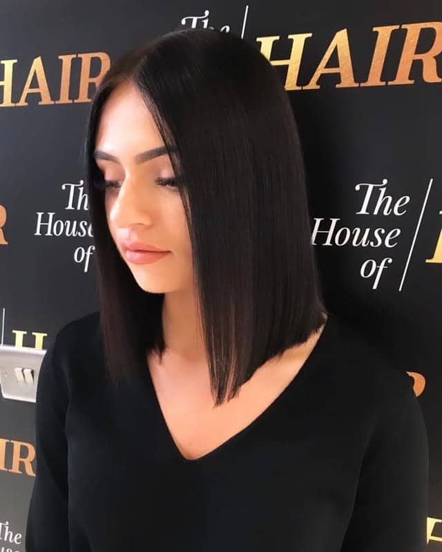 2. Precision Razor Lob with Deep Espresso Finish - Razor Cut Hairstyles
