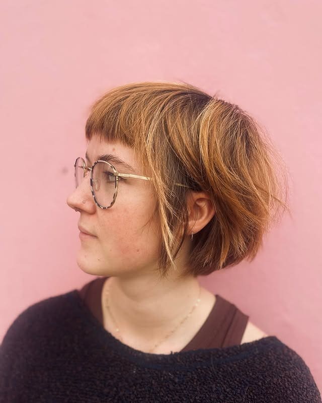 3. Choppy Razor Crop with Warm Copper Highlights - Razor Cut Hairstyles