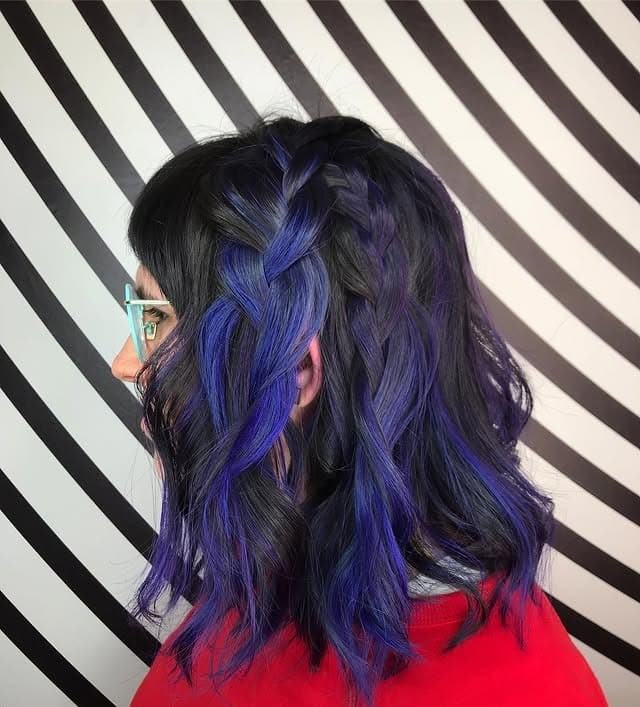 6. Mid-Length Razor Waves with Indigo Blue Dimension - Razor Cut Hairstyles