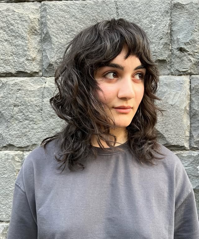17. Curly Razor Shag with Deep Espresso Tone - Razor Cut Hairstyles