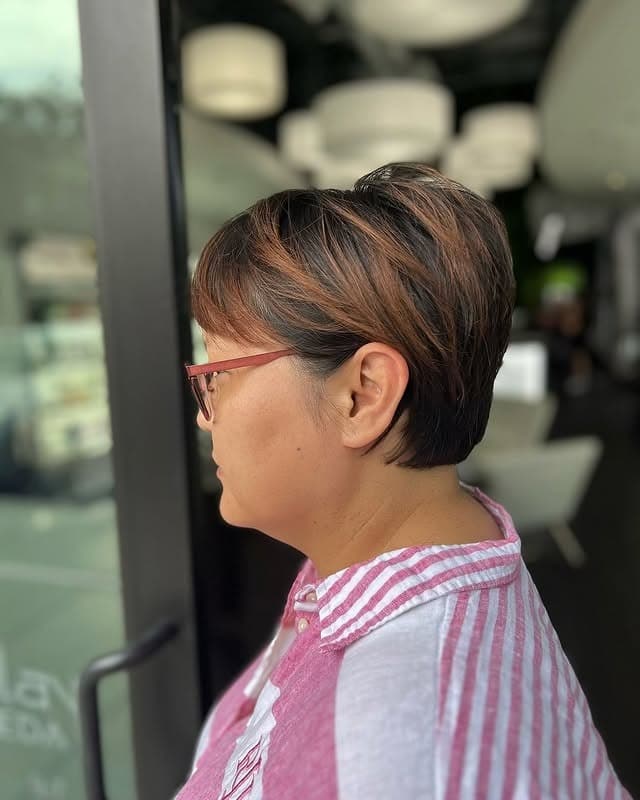 21. Tapered Razor Pixie with Auburn Brown Dimension - Razor Cut Hairstyles