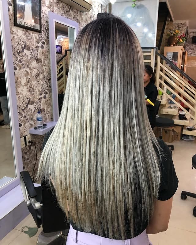 3. Sleek Silver Ash Platinum Balayage - Ash Platinum Hair Color
