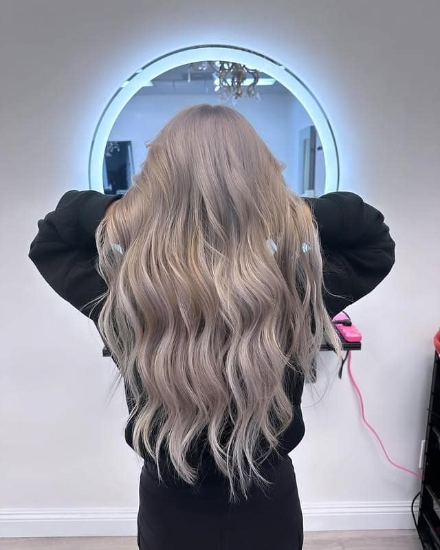 6. Creamy Ash Platinum Hollywood Waves - Ash Platinum Hair Color