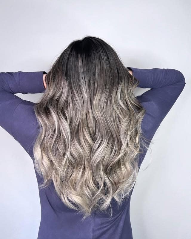 15. Smoky Ash Platinum Gradient Waves - Ash Platinum Hair Color