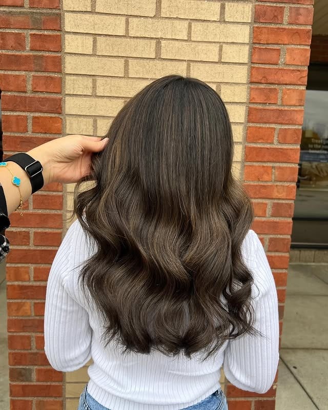11. Soft Glam Waves in Neutral Chestnut Brown - Warm Chestnut Hair Color