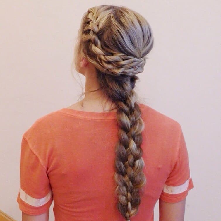 2. Soft Blonde Crown Rope Braid with Full-Length Plait - Rope Braid Hairstyles