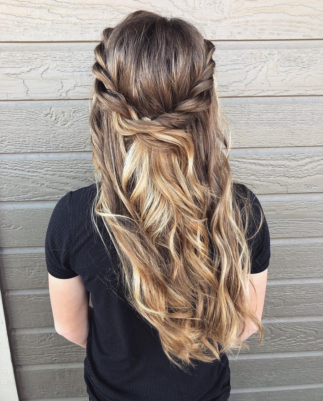 7. Ash Brown Twisted Rope Half-Up with Volume - Rope Braid Hairstyles