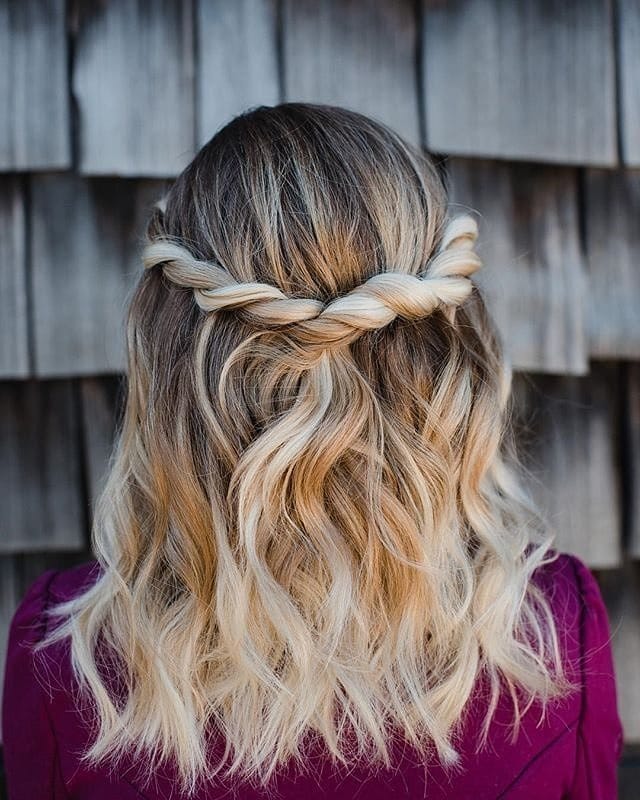 11. Beachy Bronde Rope Braid Half-Up Waves - Rope Braid Hairstyles