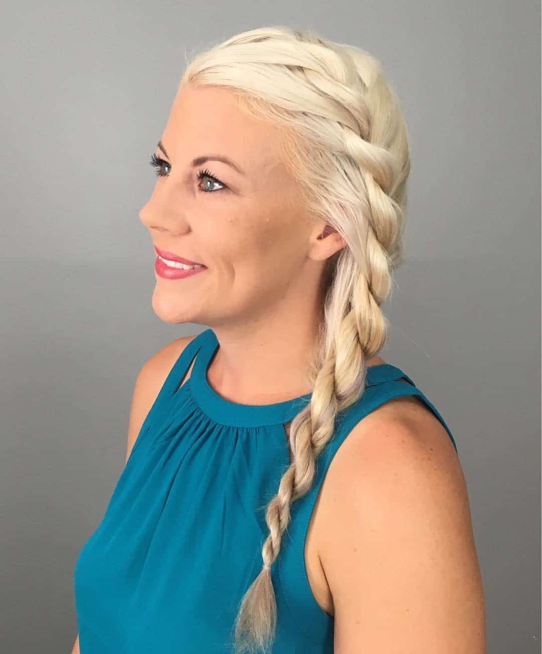 12. Platinum Blonde Side Rope Braid with Sleek Finish - Rope Braid Hairstyles