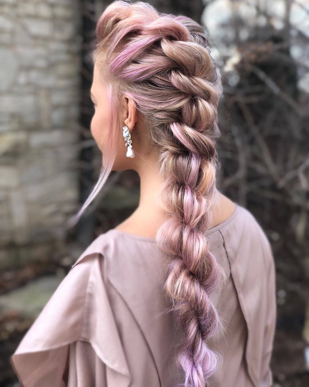 15. Dusty Rose Blonde Rope Braid with Full-Length Plait - Rope Braid Hairstyles
