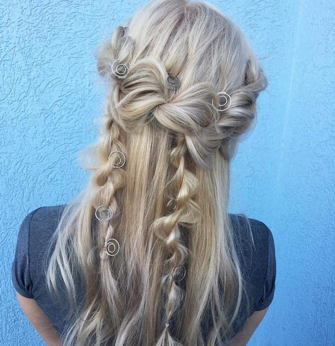 17. Icy Blonde Rope Braid Half-Up with Spiral Accents - Rope Braid Hairstyles