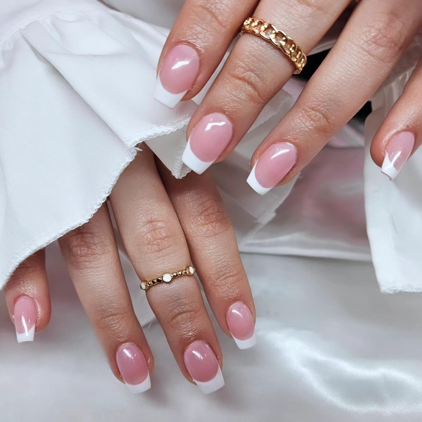 10. Soft Pink French Coffin Nails - small coffin nail ideas