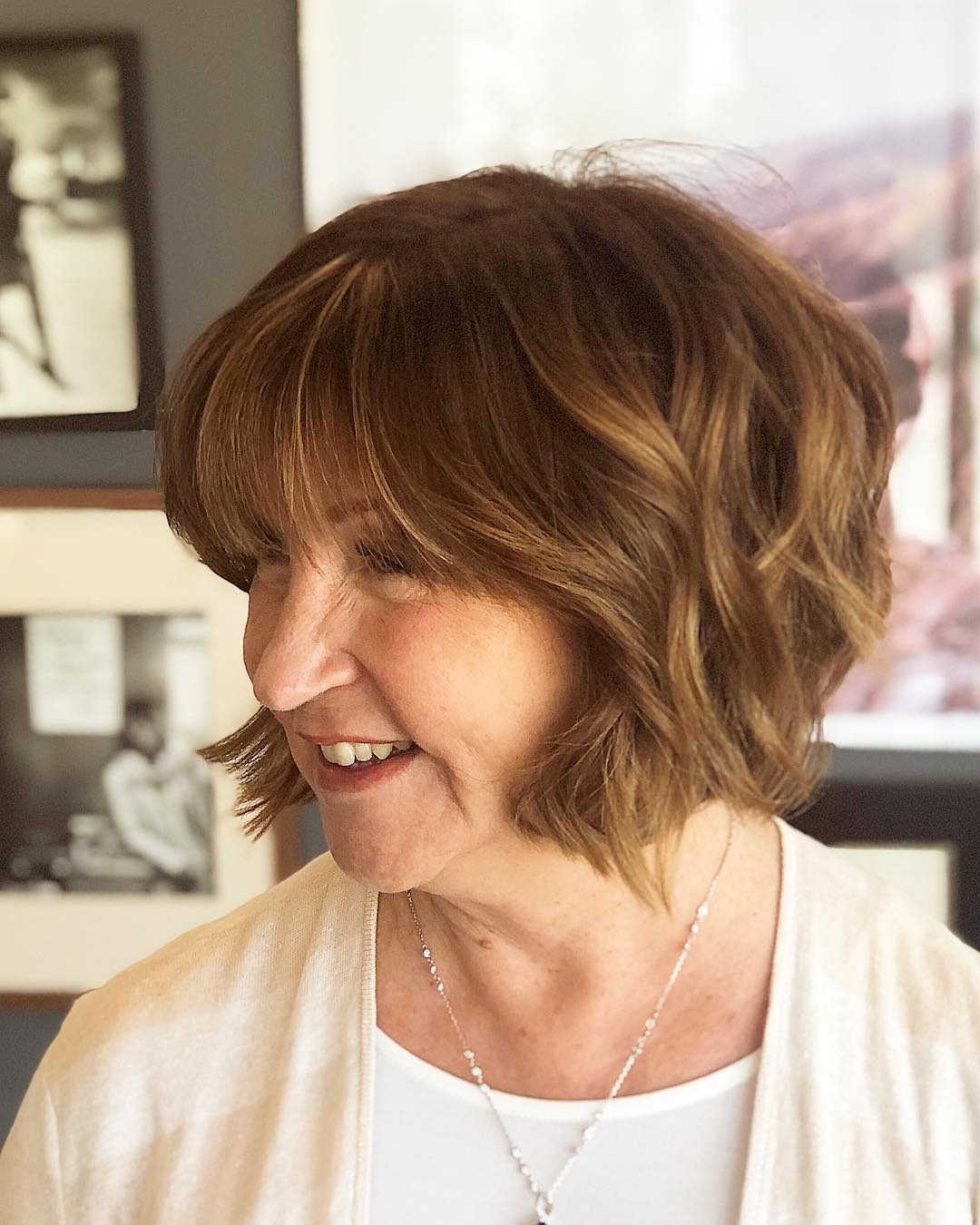 9. Classic Rounded Bob with Full Fringe in Rich Chocolate Brown - Messy Fringe Haircut For Women