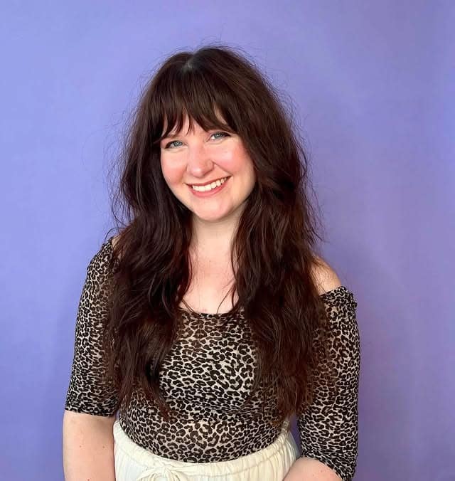 21. Long Layered Shag with Wispy Fringe in Deep Auburn Brown - Messy Fringe Haircut For Women