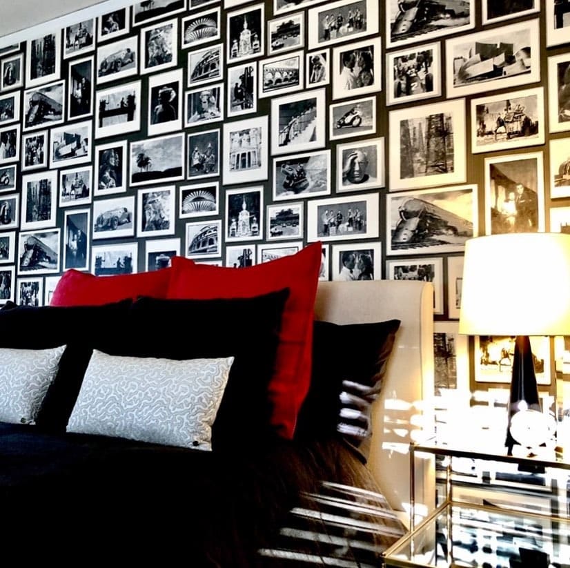 1. Graphic Red, Black and White Statement Bedroom - red, black and white bedroom ideas