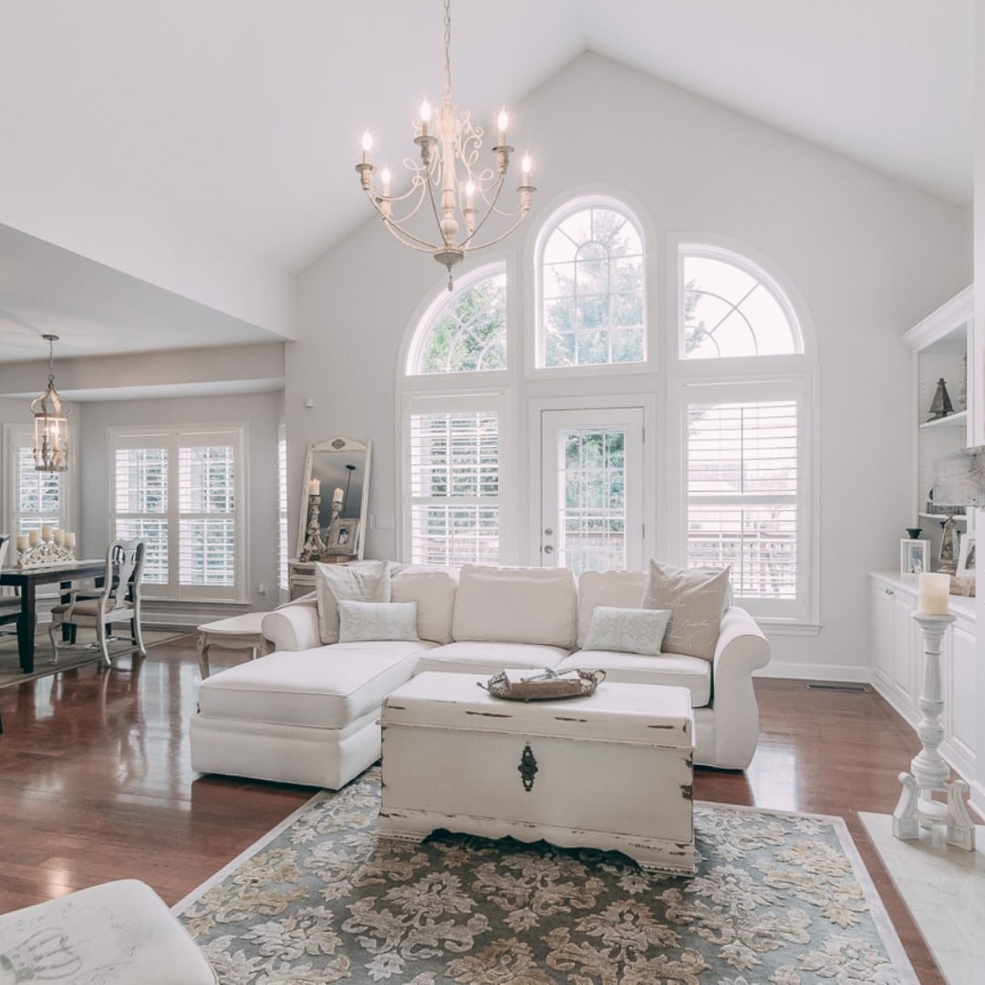 17. Airy French Country Living with White and Pale Blue Accents - french country living room ideas