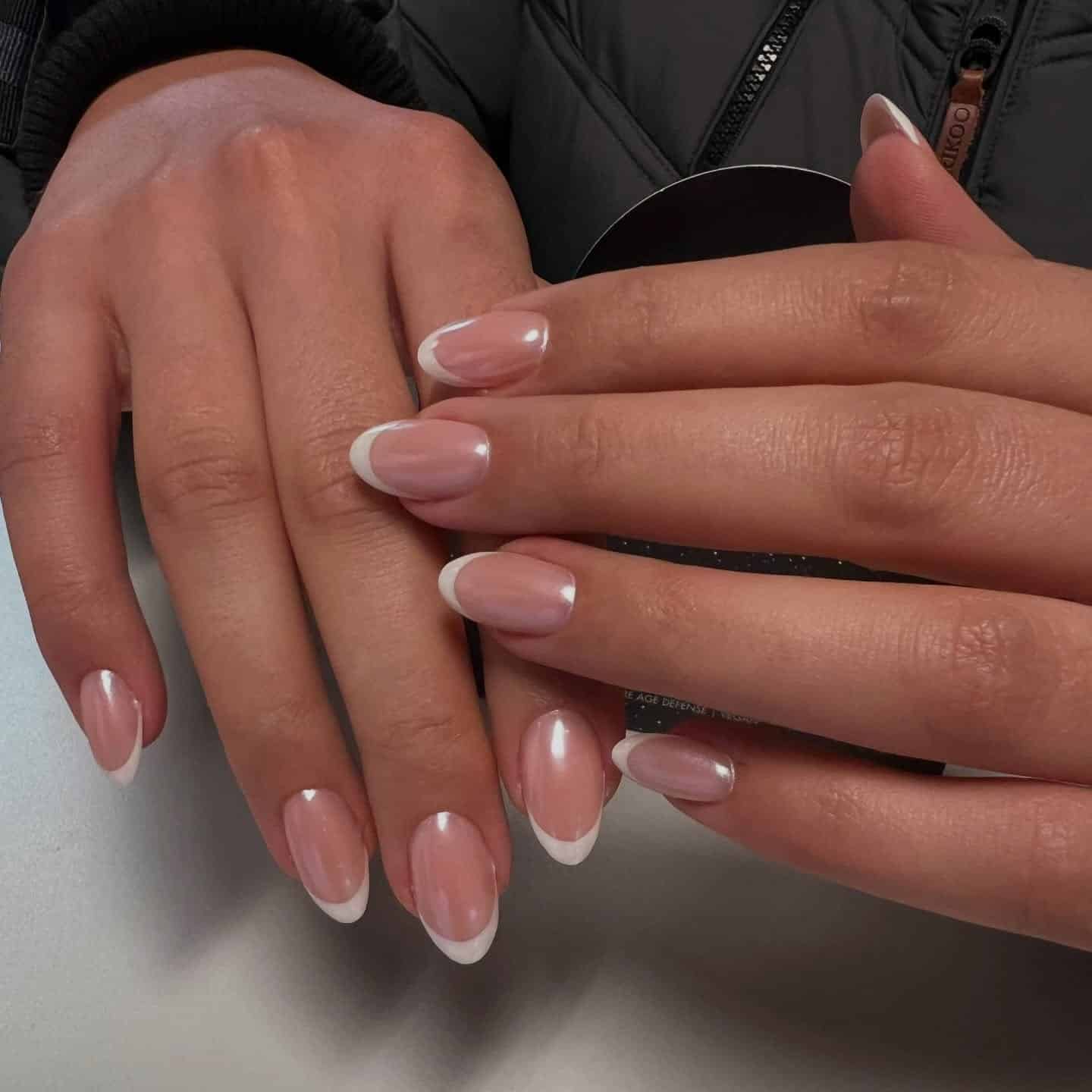 4. Soft Pink French Tip Almond Nails - french tip coffin nail ideas