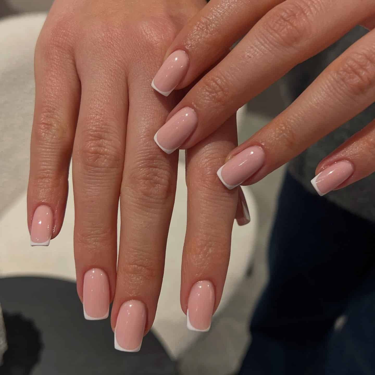 5. Minimal French Tip Square Nails - french tip coffin nail ideas