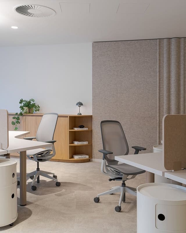12. Minimal Sand and Oak Workspace Design - creative office ideas